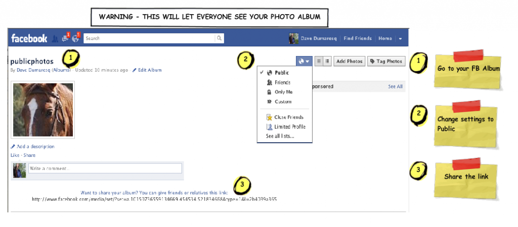 How to make FB album public (Balsamiq)